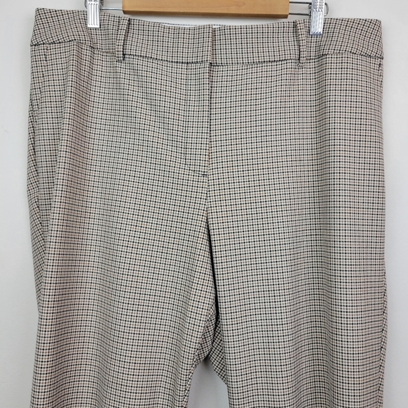 Talbots High Waist Hampshire Ankle Pant Size 18W Tan Houndstooth Check Straight - Picture 3 of 12